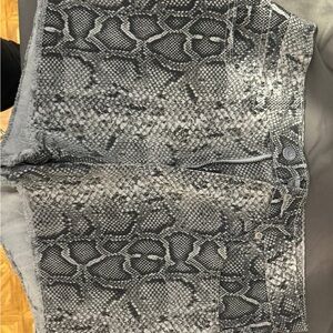 Forever 21 Snake Print Jean Shorts - Black and Gray
